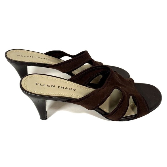 ELLEN TRACY SANDALS 3" HEEL Size‎ 9.5 BROWN - Picture 3 of 9
